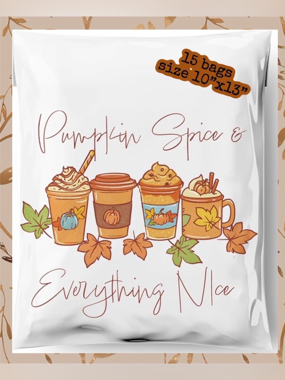 Bundle POLYMAILERS • 10x13 Inch • 15 Pcs • FALL PUMPKIN SPICE • NEW